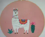 Cactus, Llama Embroidery Kit For Beginners Pink