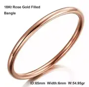 Bracelet Real 18KT Rose Gold Filled Solid 6mm Bangle Ladies Medium Sz 65mm