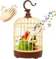 Interactive Voice-Activated Parrot Toy in Decorative Birdcage w/ Singing & Light