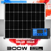 12V 300W Solar Panel Kit Mono Fixed Carava 10A Controller Charging USB