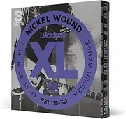 D'Addario Guitar Strings - XL Nickel Electric Guitar Strings - EXL115-3D - Perfect Intonation, Consistent Feel, Reliable Durability - For 6 String Guitars - 11-49 Medium, 3-Pack