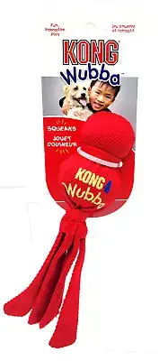 Kong Wubba Small Red Squeaky Dog and Puppy Fetch Tug & Chew Toy