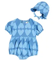[Jellymallow] Jellymallow Baby Heart cotton playsuit and sunhat set M 24-36 blue