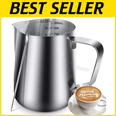 Versatile 32oz Milk Frothing Jug - Stainless Steel Pitcher for Lattes & More
