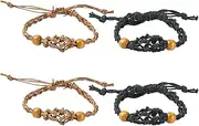 Stiesy 4 Pcs Crystal Bracelet Holder Stone Holder Adjustable Braided Waxed Cord Macrame Pouch Empty Stone Holder for DIY Bracelet Making