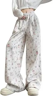 [Alafime] Y2K Cute Dog Graphic Wide Leg Pants Women Fairycore Elastic Sweatpants Teen Girls Cottagecore Aesthetic Lounge Pants