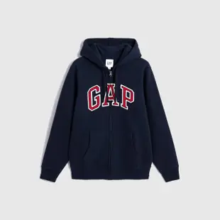 【GAP】男女同款 Logo刷毛連帽外套-藏藍色(461135)