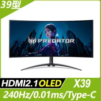 在飛比找PChome24h購物優惠-Acer X39 曲面電競螢幕(39型/3440x1440/