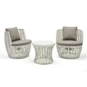 Luca 3 Piece Swivel Chat Set - Grey White/Taupe