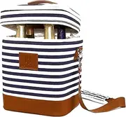[HAMILO] 4 Bottle Wine Carrier - Stripe, Champagne Carrier Bag, Waterproof Wine Tote Bag with Expandable Zipper and Padded Shoulder, Insulated Wine Bag, Wine Cooler Bag, Wine Accessories Gift for Women
