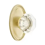 Emtek Old Town Clear Crystal Door Knob Privacy Oval Rosette Satin Brass