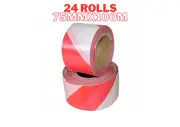 24 x Danger Tape Red & White Barrier Tape Roll Barricade Hazard Warehouse Bulk