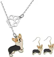 [FRCOLOR] 1Set Adorable Corgi Pendant Jewelry Chic Earrings Corgi Decor Necklace Lightweight Jewelry for Dog Lovers for Festivities Daily Wear