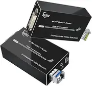 Mini 4K DVI Fiber Extender, 10.2Gbps HD 20Km Transmission Data Video Converter, External Dolby&DTS Stereo Audio HD DVI Video Optical Transceiver,3D Support