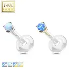14K Gold Opal Top BioFlex Labret Philtrum Medusa Tragus Conch Helix Ring Stud