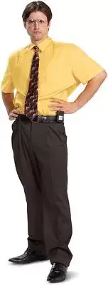 Dwight Schrute The Office Yellow Shirt Fancy Dress Up Halloween Adult Costume