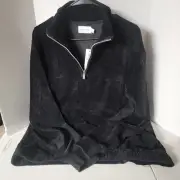 Topman 1/4 Zip Up Shirt Mens Large Black Knit Long Sleeve
