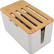 Wooden WiFi Router Storage Box, Multi Hole Bit Router Shelf WiFi Modem Shelf Wireless Router Rack WiFi Storage Box Power Strip Cable Management Hider Organizer for Room