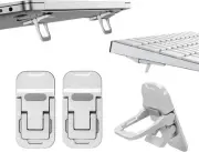 2pcs Alloy Mini Laptop Stand for Desk, Silver Computer Keyboard Stand,