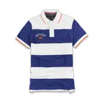 美國百分百【全新真品】TOMMY HILFIGER POLO衫 TH 短袖 網眼 上衣 粗條紋 白色寶藍 S號 H020