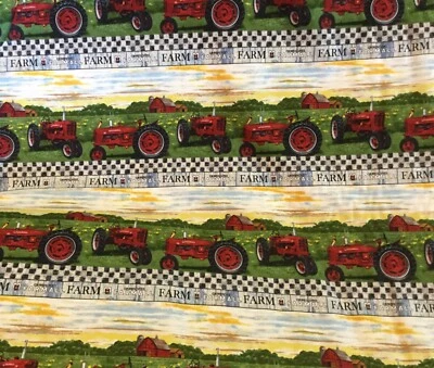 Farmall Homestead Life stripe fabric by the yard