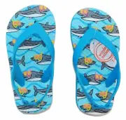 Wonder Nation Boys Flip Flops With Back Strap Blue Shark Size 7/8 NEW