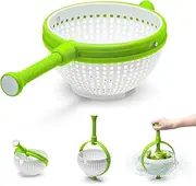 Dreamfarm Spina 2-in-1 Easy-to-Use, Collapsible Salad Spinner & Straining Colander for Salad, Fruit, Vegetable, Lettuce - 3 Quart, White/Green