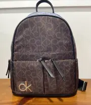 NEW CALVIN KLEIN BROWN CK LOGO NYLON BACKPACK