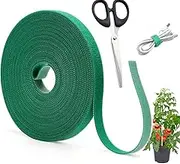 GDQQOYWQT Hook & Loop Plant Ties with Scissors Set - 1.2cm x5m Green Reusable Garden Tape for Vine Training, Tree Support & Outdoor Organising
