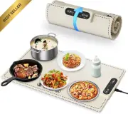 Food Warming Mat, Electric, 3 Temp Settings, Roll-up Portable, White