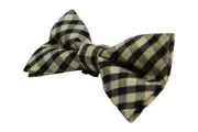 Boys Ivory, Black & Gold Tinsel Checkered Patterned Cotton Bow Tie