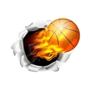 3D Basketball Wall Stickers - Removable Self-Adhesive Breakthrough Fireball