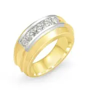 1.00 Ct Round Men's F VS1 Diamond Band Wedding Ring 14k Multi-Tone Gold 10.90 mm