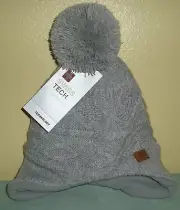 Swiss Tech Performance Gear Girls Pom Pom Hat w/ Peak Technology Grey ~ OSFM NWT