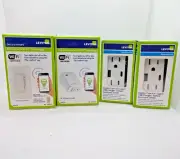 Lot Leviton Wi-Fi Dimmer Switches and Duplex Type A and C USB Charger Outlets