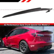 FOR 2017-2023 TESLA MODEL 3 V2 M STYLE GLOSSY BLACK TRUNK SPOILER WING