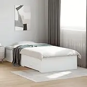 Bedroom Furniture Bed Frame with Drawers Without Mattress White 90x190 cm
