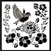 CRAFTBUG STENCIL LARGE LAYERING STENCIL 30CM X 30CM ~BIRDS NEST EGGS T2-B22
