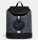 *COACH*~ Signature Dempsey Drawstring Backpack In Denim Jacquard W/ COACH Patch