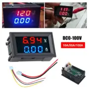 DC 100V 10-100A Digital Voltmeter Ammeter Mini Amp Volt Tester Dual LED Display
