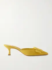 [Manolo Blahnik] Manolo Blahnik - Maysale 50 Buckled Suede Mules - Yellow - IT40 IT 40 Yellow