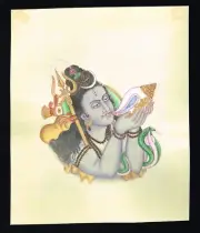 Indian Religious Painting Of Lord Shiva Handmade Religion Art On Paper
