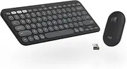 Logitech Pebble 2 Combo, Wireless Keyboard and Mouse, Quiet and Portable, Customisable, Logi Bolt, Bluetooth, Easy-Switch for Windows, MacOS, iPadOS, Chrome - Tonal Graphite