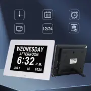 Digital Clock Calendar Alarm Day 8" Large Screen Display 5 Alarm Desk Wall
