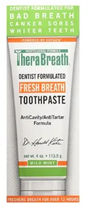 2PK TheraBreath Fresh Breath Toothpaste, Mild Mint 4 Oz 697029211045VL