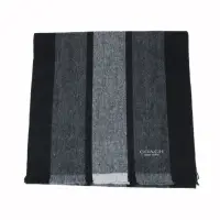 在飛比找momo購物網優惠-【COACH】直條紋羊毛圍巾(黑灰)