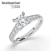 Princess Solitaire Natural Diamond Engagement Ring Platinum 1.50 Ct F SI1