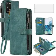 [Asuwish] Phone Case for Samsung Galaxy S20 5G 6.2 inch Wallet Cover with Tempered Glass Screen Protector and Leather Flip Credit Card Holder Stand TPU Cell Accessories S 20 20S UW S2O G5 Women Men Blue