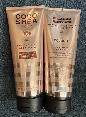 Bath & Body Works 2 PC LOT SET COCO SHEA Coconut Moisturizing Body Wash RETIRED