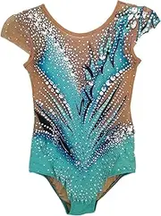 [JoyCan] Rhythmic Gymnastics suitBlue Skin-Tight Garment with Diamonds Diamond Gymnastics Dress Girls' Dance Dress
